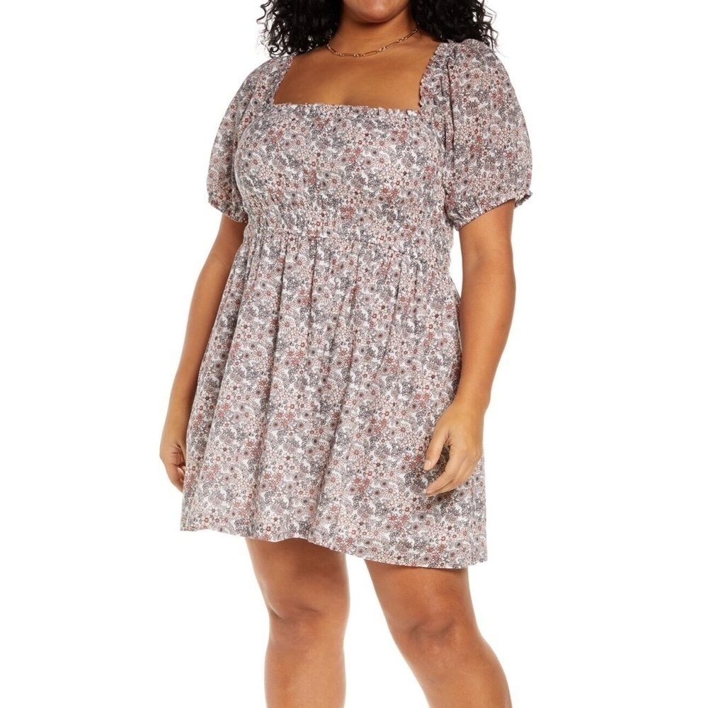 BP Shirred Puff Sleeve Cotton Prairie Dress 3X NWT